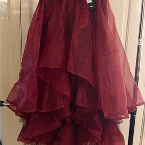 Fashion Nova Burgundy Layered Midi Skirt